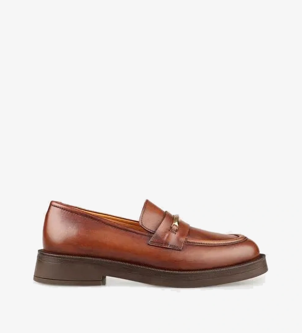 Taba Deri Kadın Günlük Ayakkabı - Görsel 1