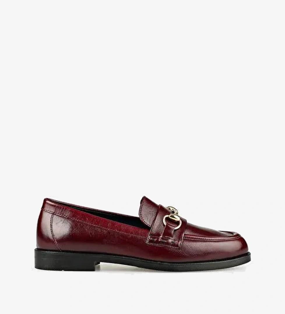 Bordo Deri Kadın Günlük Ayakkabı - Görsel 1