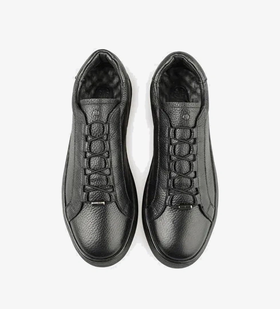 Siyah Deri Erkek Günlük Ayakkabı - Görsel 1