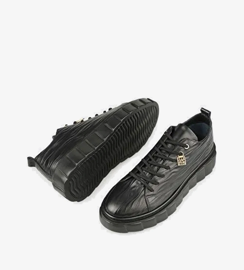 Siyah Deri Erkek Spor Ayakkabı - Görsel 1