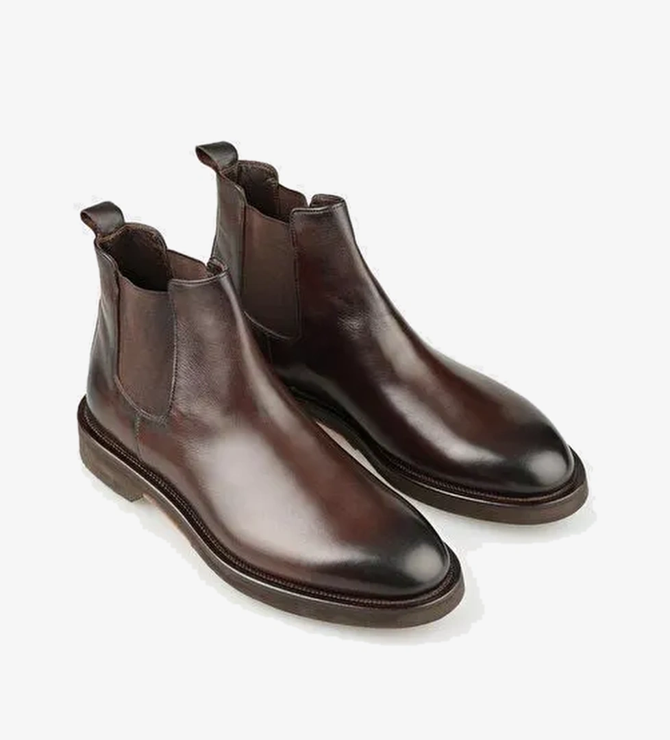 Kahve Deri Erkek Klasik Bot - Görsel 1