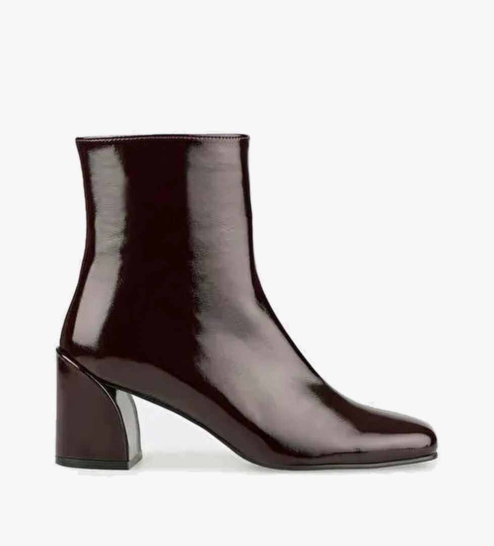 Bordo Deri Kadın Klasik Bot - Görsel 1