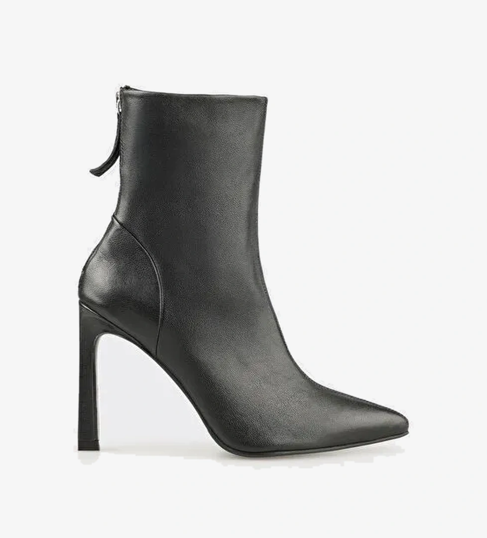 Siyah Deri Kadın Klasik Bot - Görsel 1