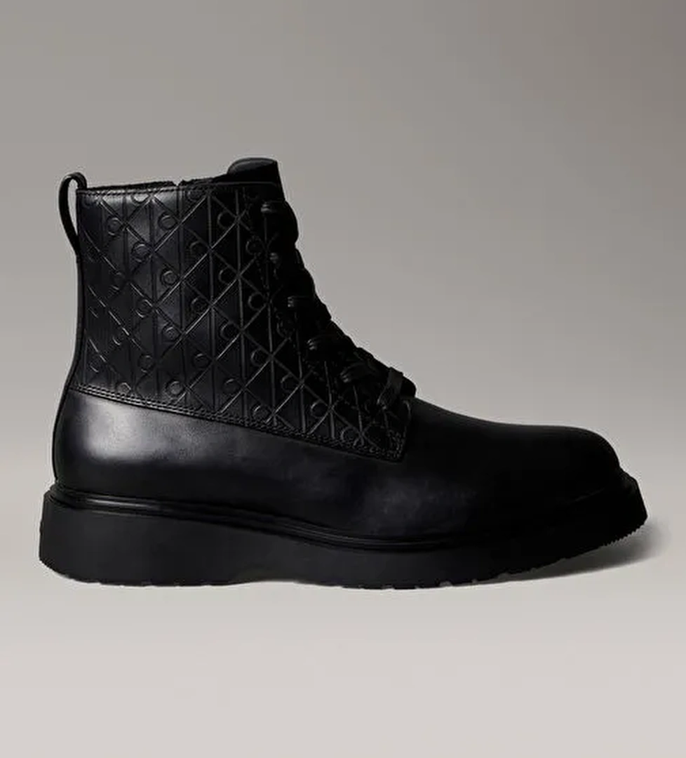 Calvin Klein Siyah Erkek Bot COMBAT ESS LACE UP ZIP BOOT AOP - Görsel 1