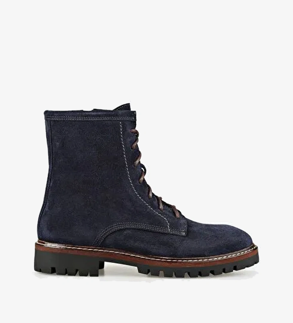 Lacivert Deri Kadın Günlük Bot - Görsel 1