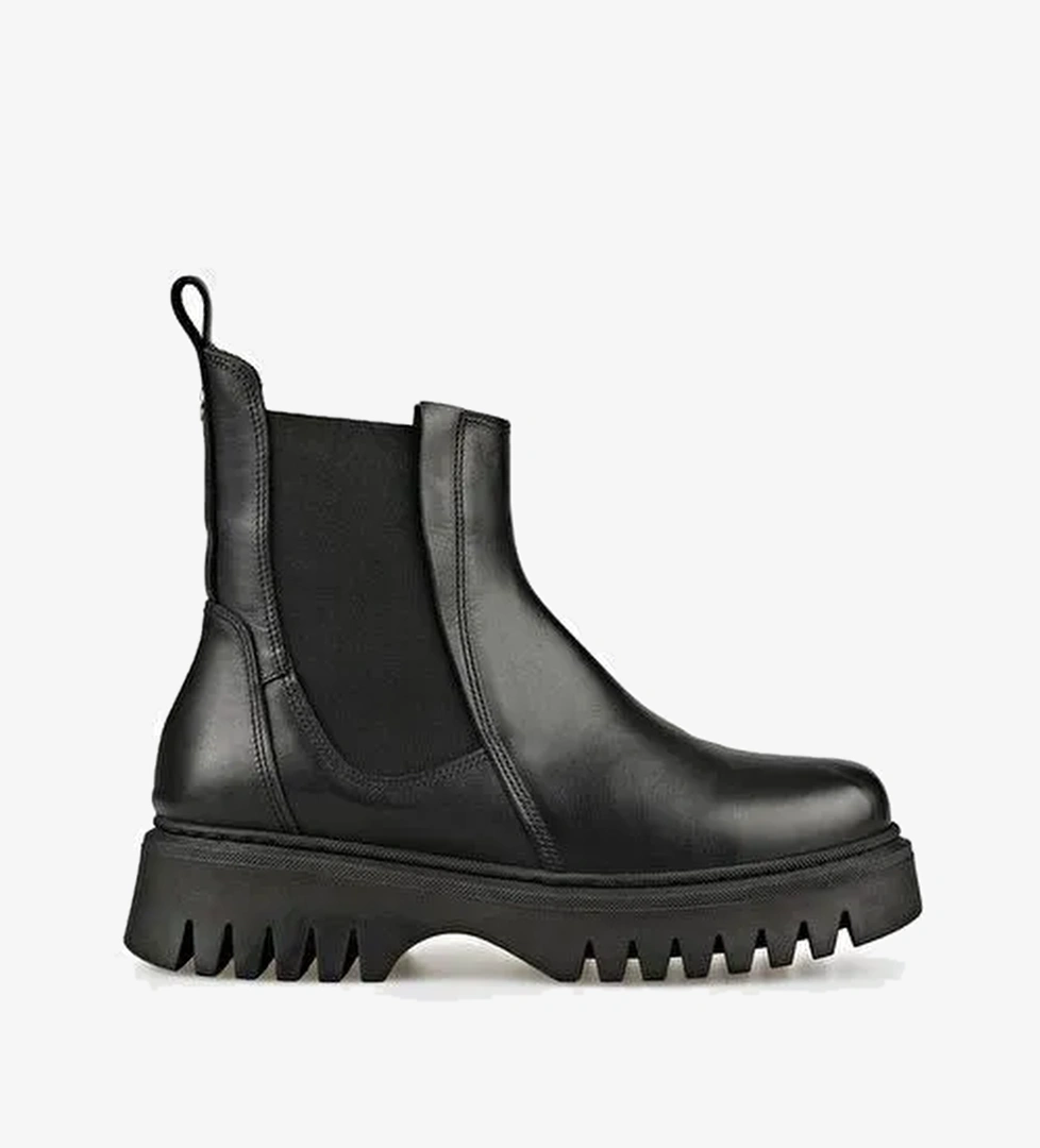 Siyah Deri Kadın Günlük Bot - Görsel 1