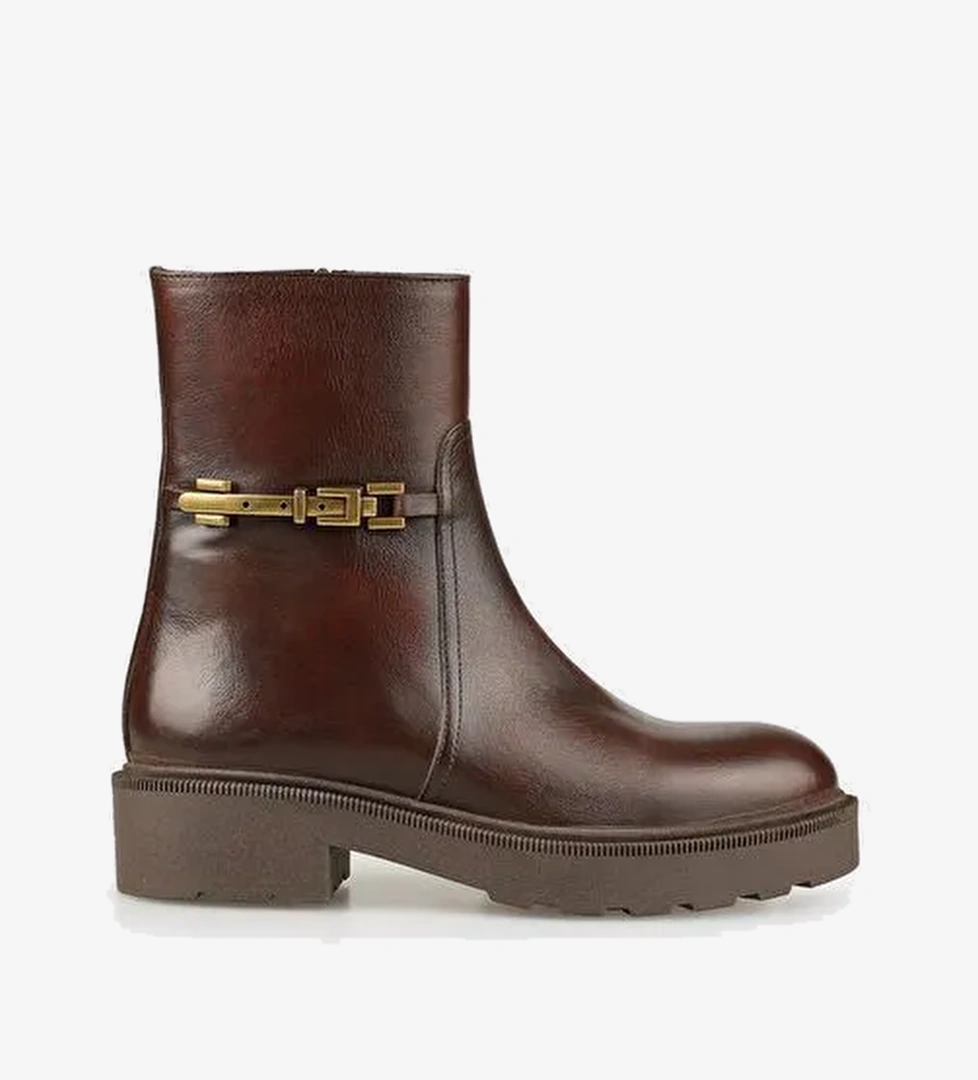 Kahve Deri Kadın Günlük Bot - Görsel 1