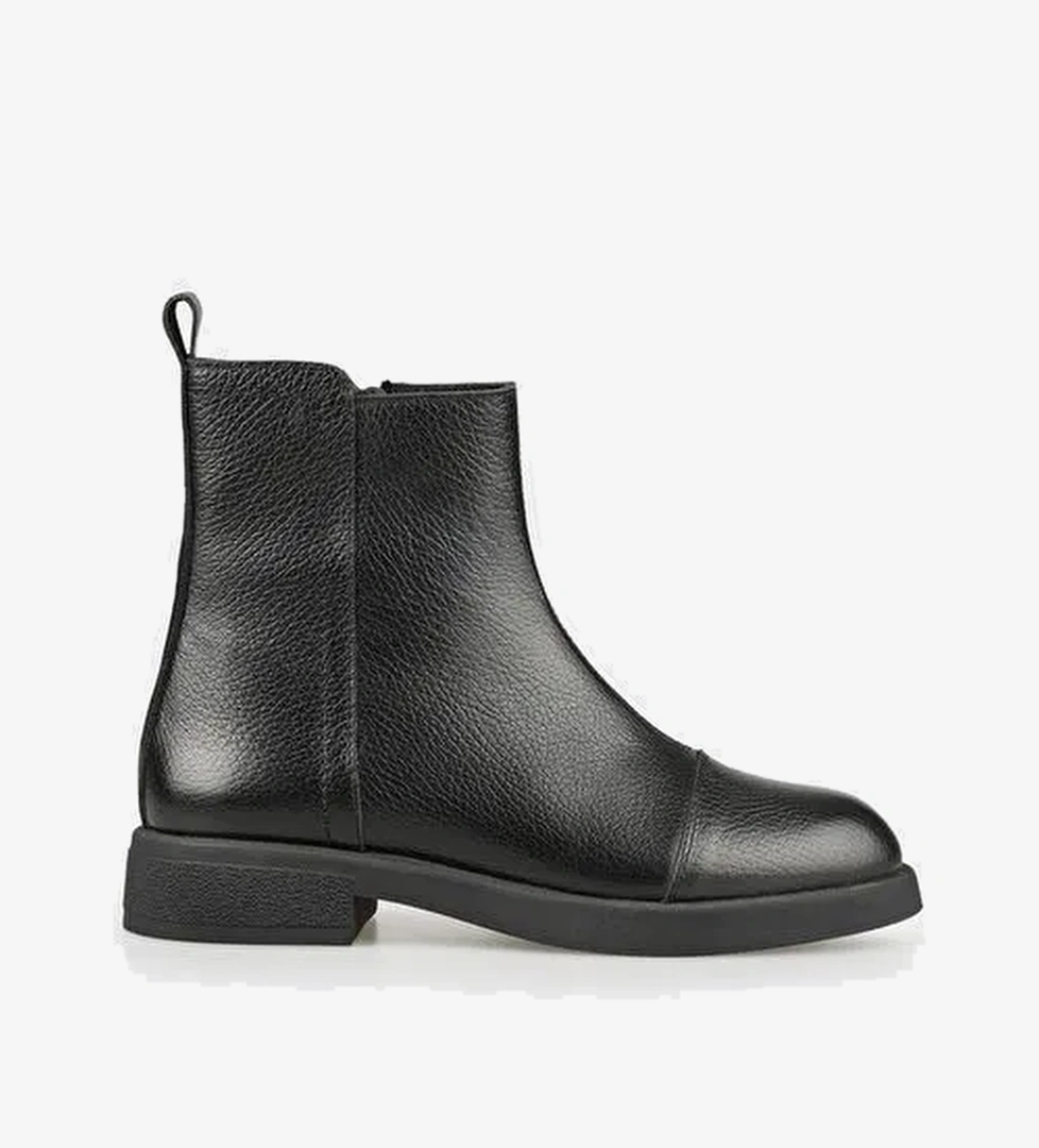 Siyah Deri Kadın Günlük Bot - Görsel 1