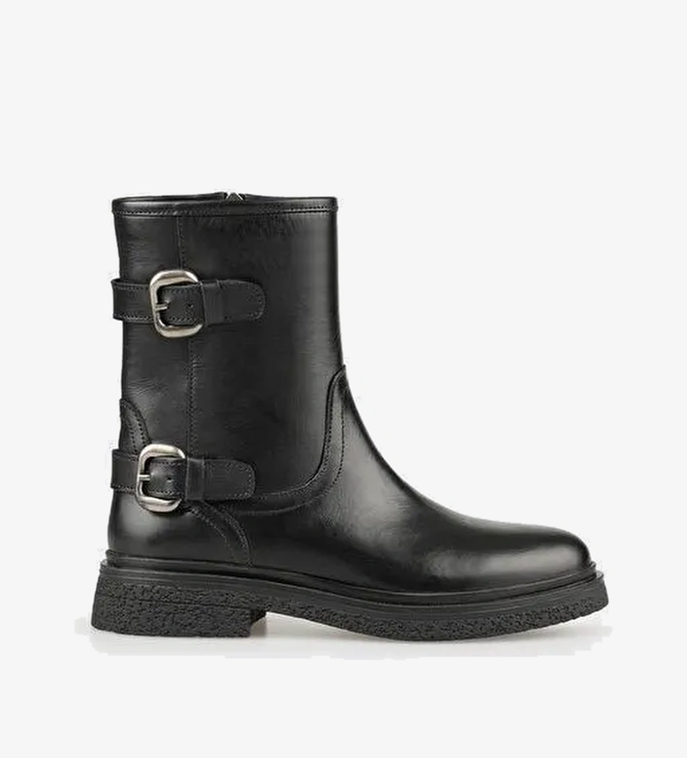 Siyah Deri Kadın Günlük Bot - Görsel 1