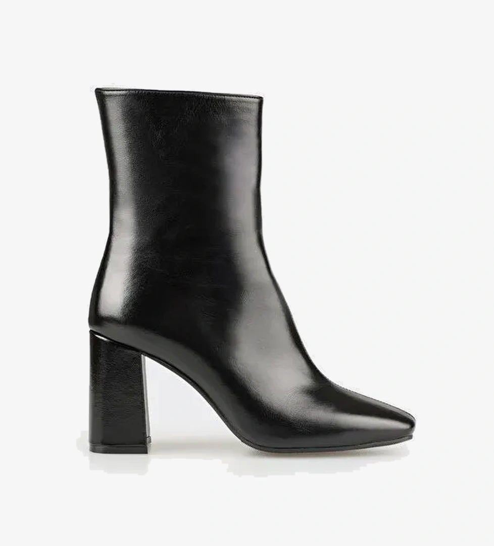 Siyah Deri Kadın Klasik Bot - Görsel 1