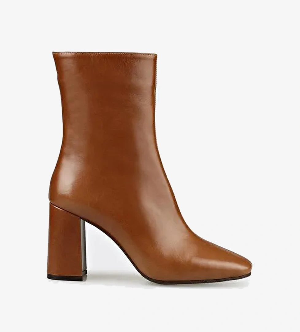 Naturel Deri Kadın Klasik Bot - Görsel 1