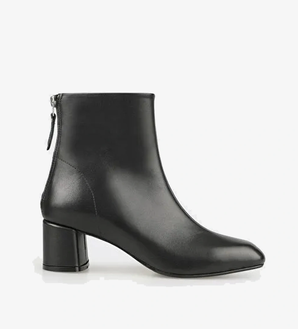 Siyah Deri Kadın Klasik Bot - Görsel 1