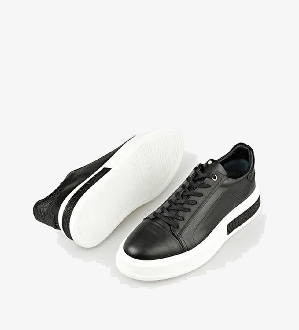 Siyah Deri Erkek Spor Ayakkabı - Görsel 1