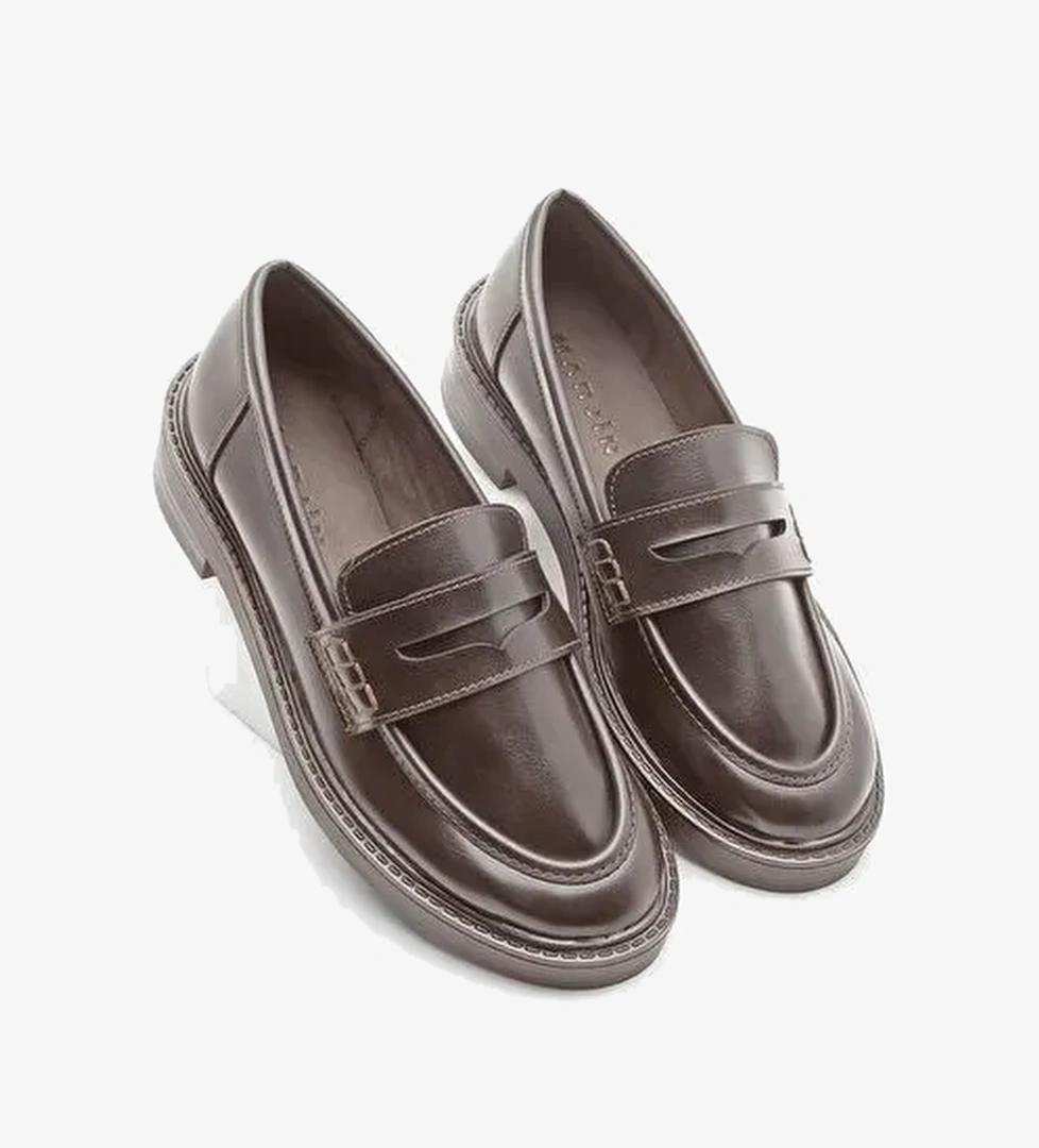 Kadın Loafer Günlük Klasik Ayakkabı Casual Makosen Fonle Kahve - Görsel 1