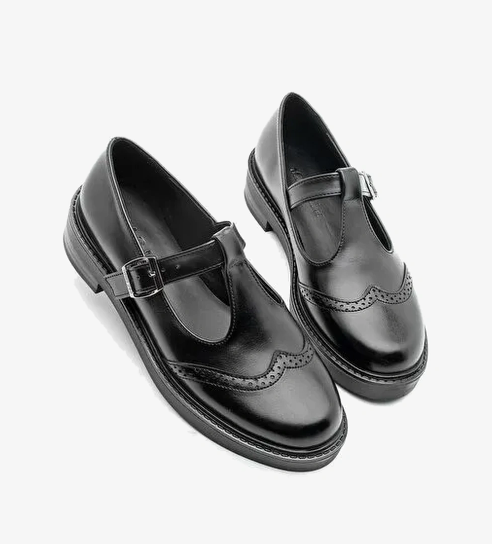 Kadın Loafer Çift Yüzlü Bantlı Günlük Ayakkabı Titra Siyah - Görsel 1