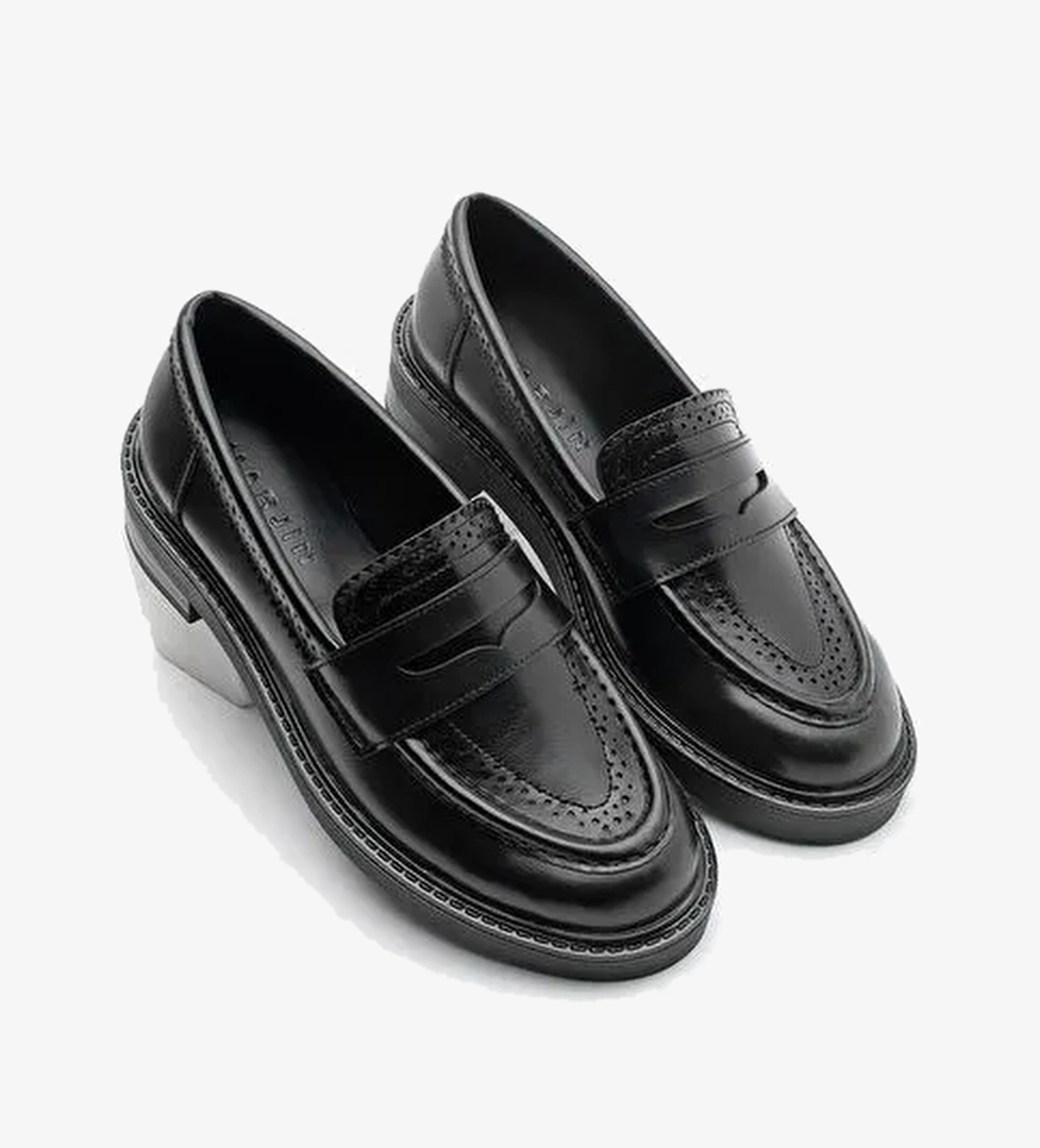 Kadın Loafer Makosen Desenli Günlük Ayakkabı Tornus Siyah - Görsel 1