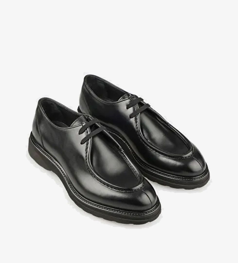 Siyah Deri Erkek Günlük Ayakkabı - Görsel 1