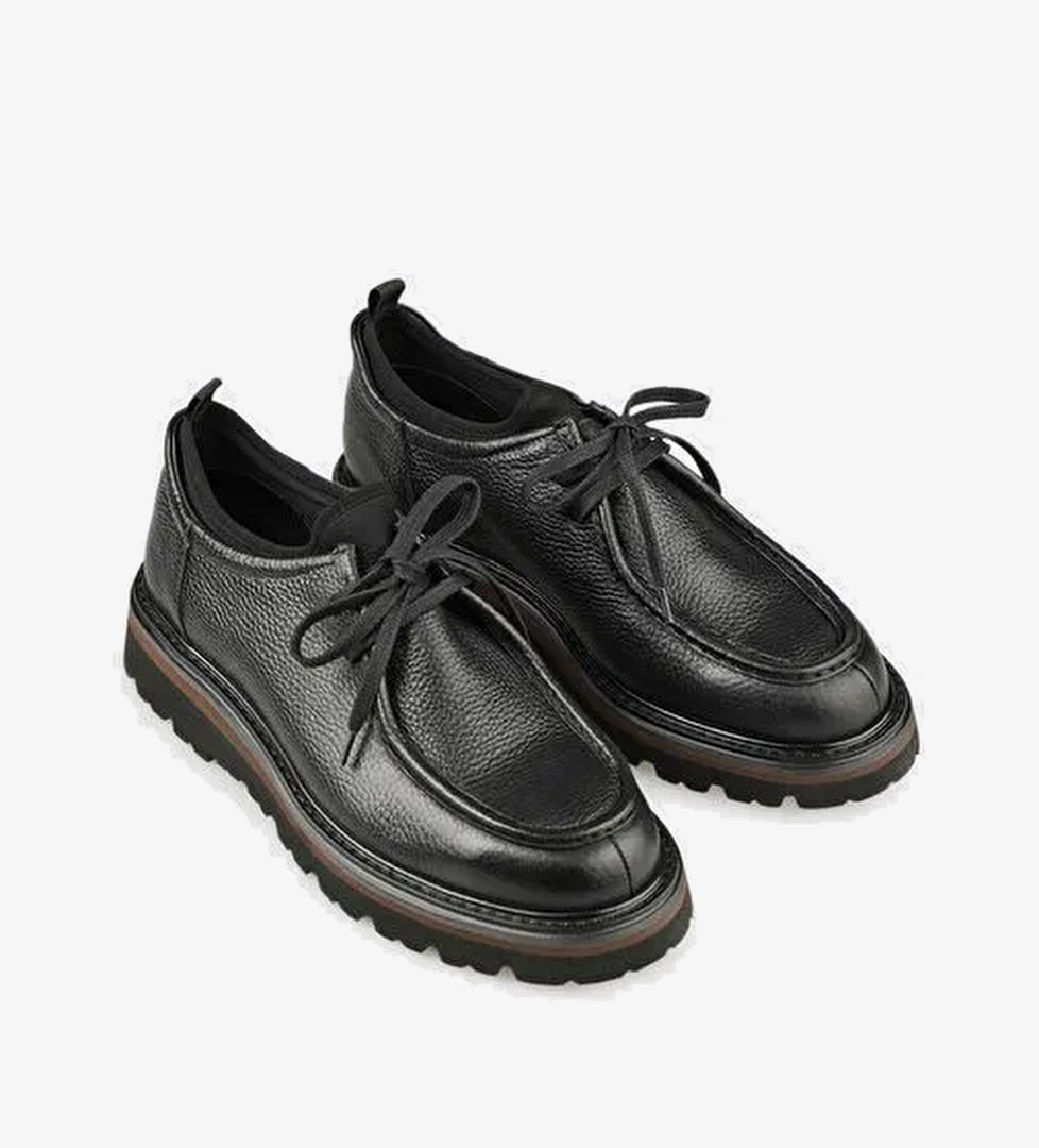 Siyah Deri Erkek Günlük Ayakkabı - Görsel 1