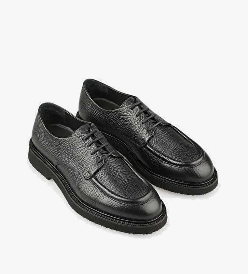 Siyah Deri Erkek Günlük Ayakkabı - Görsel 1