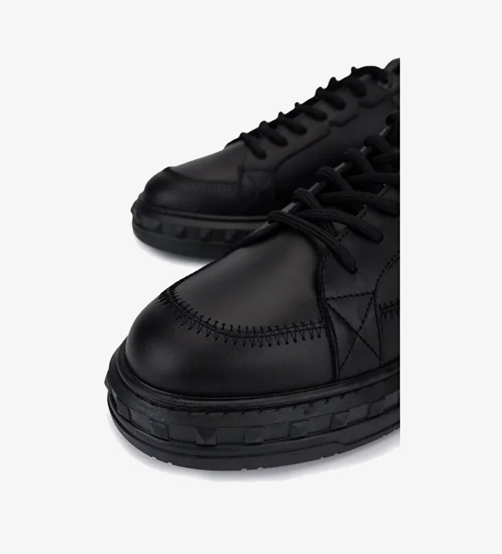 Tamer Tanca Erkek Hakiki Deri Siyah Deri Sneakers & Spor Ayakkabı - Görsel 1