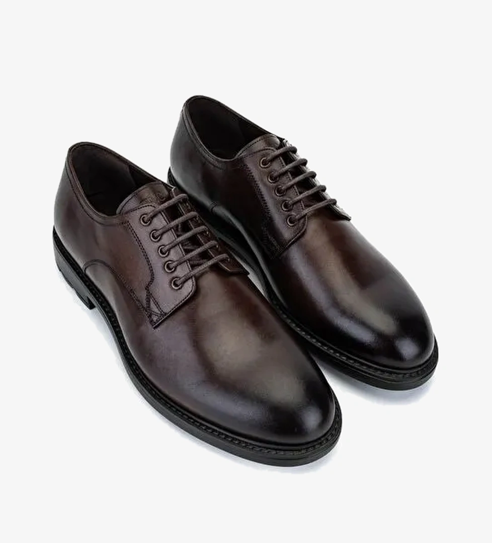 Tamer Tanca Erkek Hakiki Deri Kahverengi Klasik Ayakkabı - Görsel 1