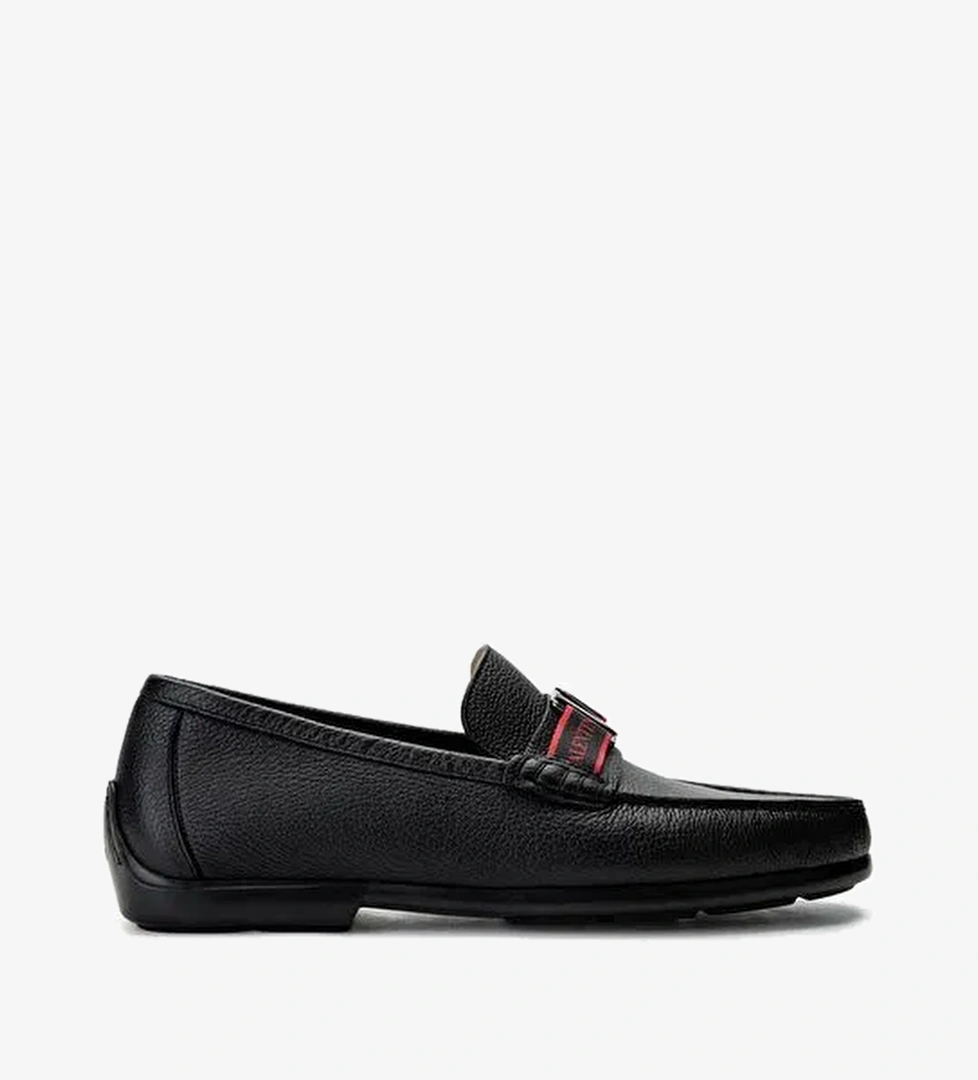 VALENTINO Erkek Hakiki Deri Siyah Loafer Ayakkabı - Görsel 1