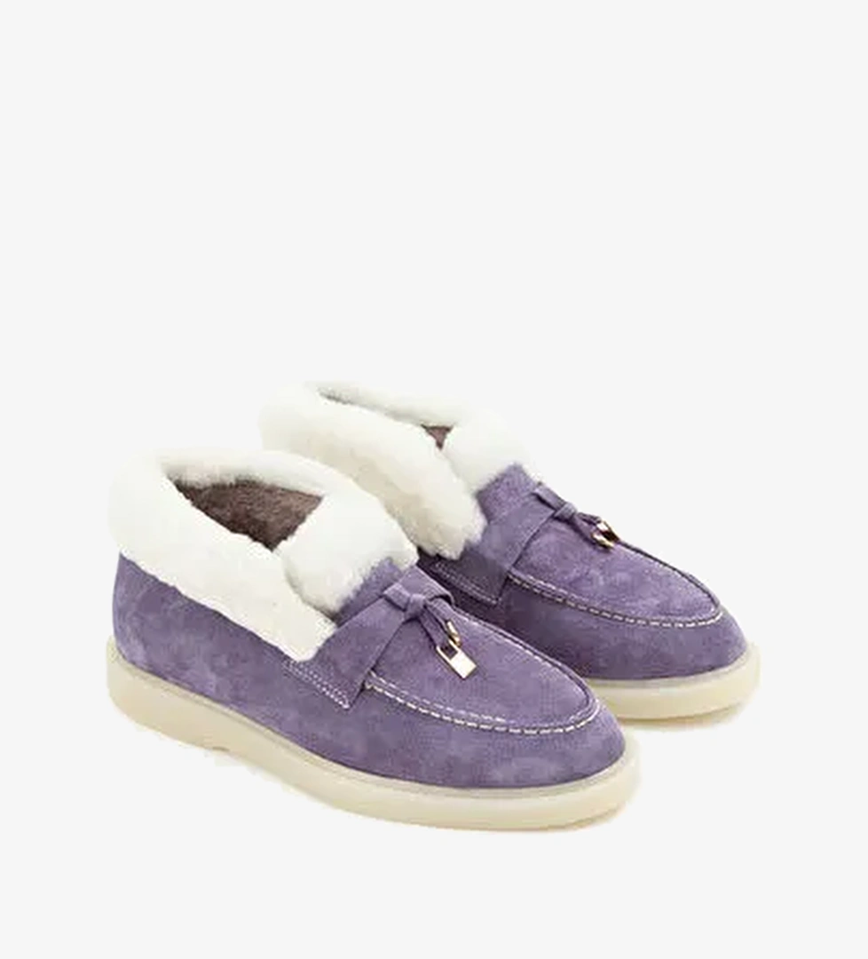 Tamer Tanca Kadın Hakiki Deri Mor Casual Bot - Görsel 1