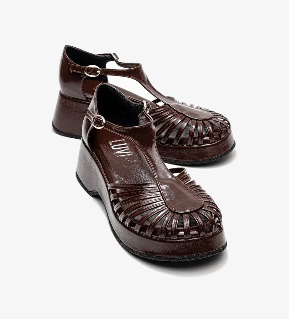 ANIEL Kahverengi Kadın Dolgu Topuklu Sandalet - Görsel 1