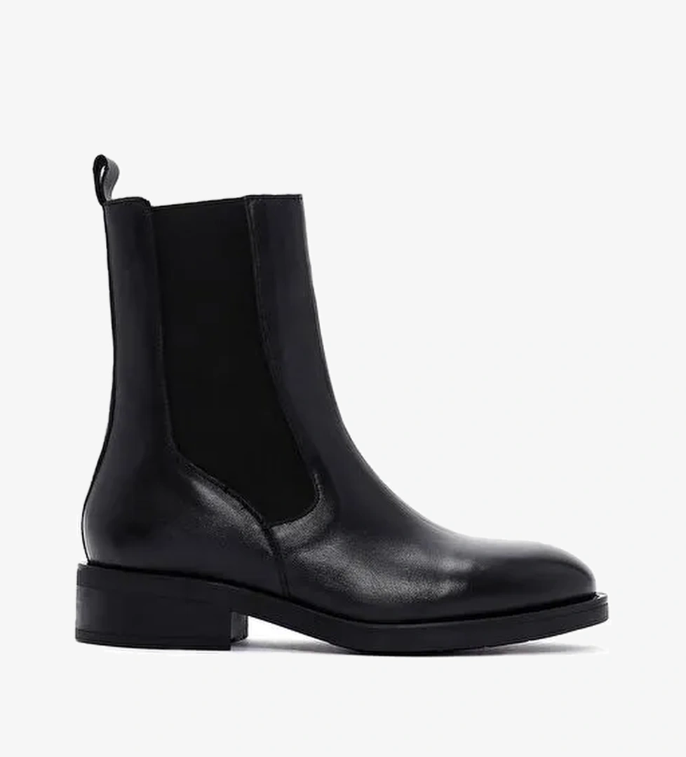 Kadın Siyah Fermuarlı Deri Casual Bot 25WFD550018 - Görsel 1