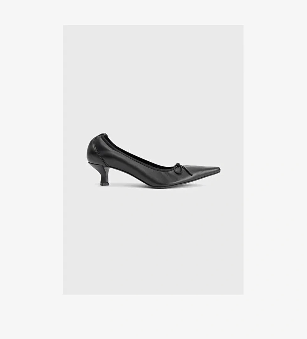 Fiyonklu Kısa Topuklu Ayakkabı - Görsel 1