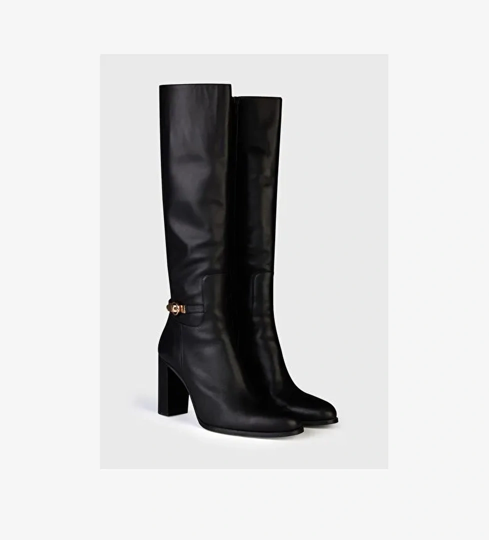 Deri Tokalı Uzun Çizme - Görsel 1