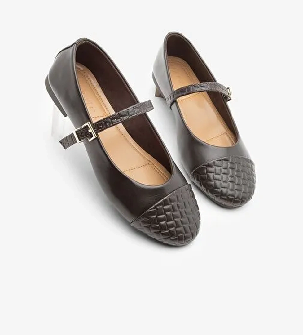 Kadın Desenli Bantlı Günlük Babet Renada Kahve - Görsel 1