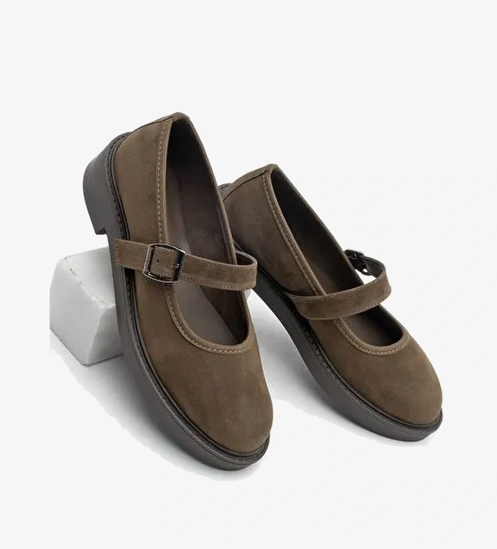 Kadın Loafer Bantlı Günlük Ayakkabı Norgi Kahve Süet - Görsel 1