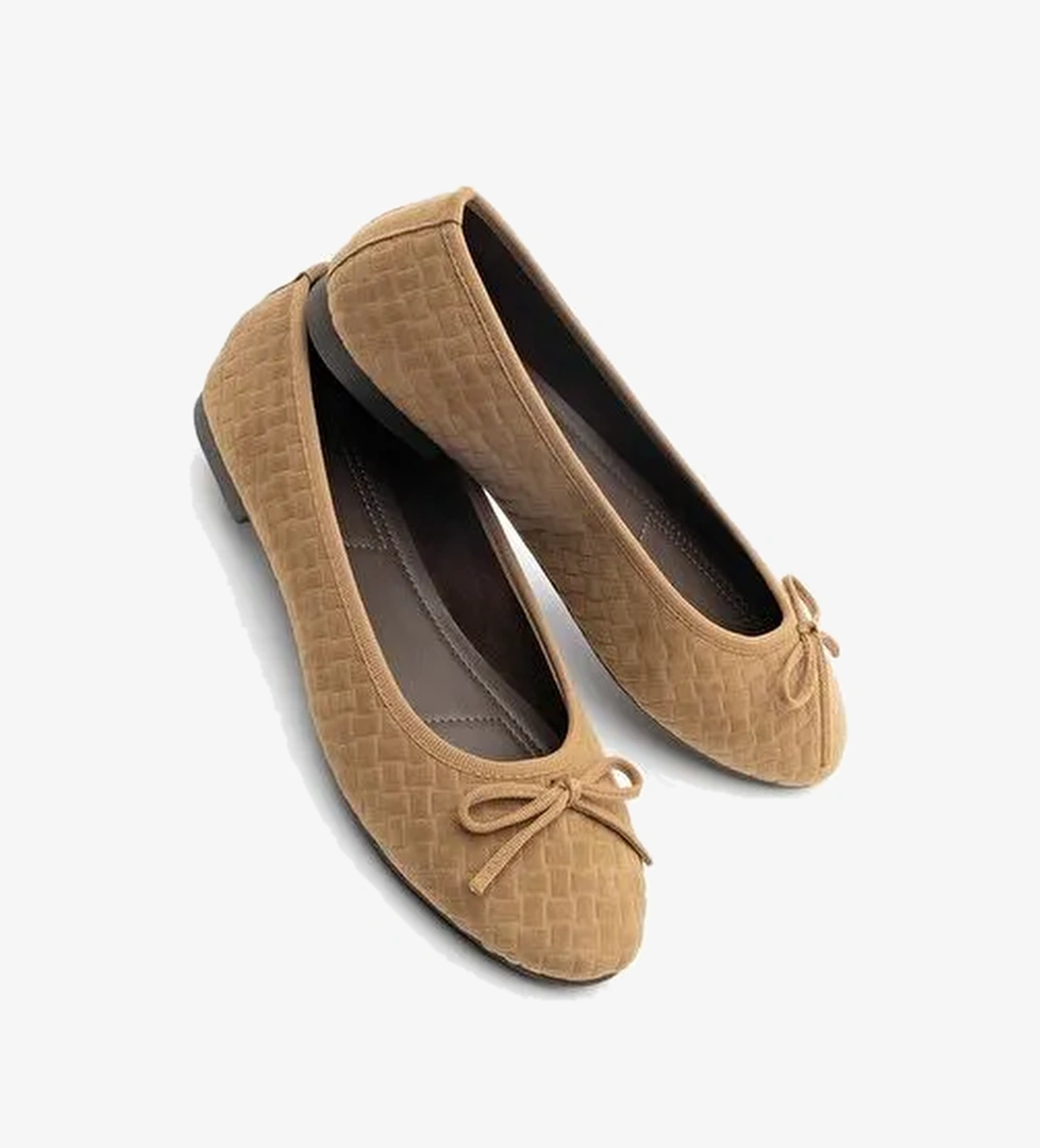 Kadın Fiyonk Detaylı Günlük Babet Monit Taba Süet - Görsel 1