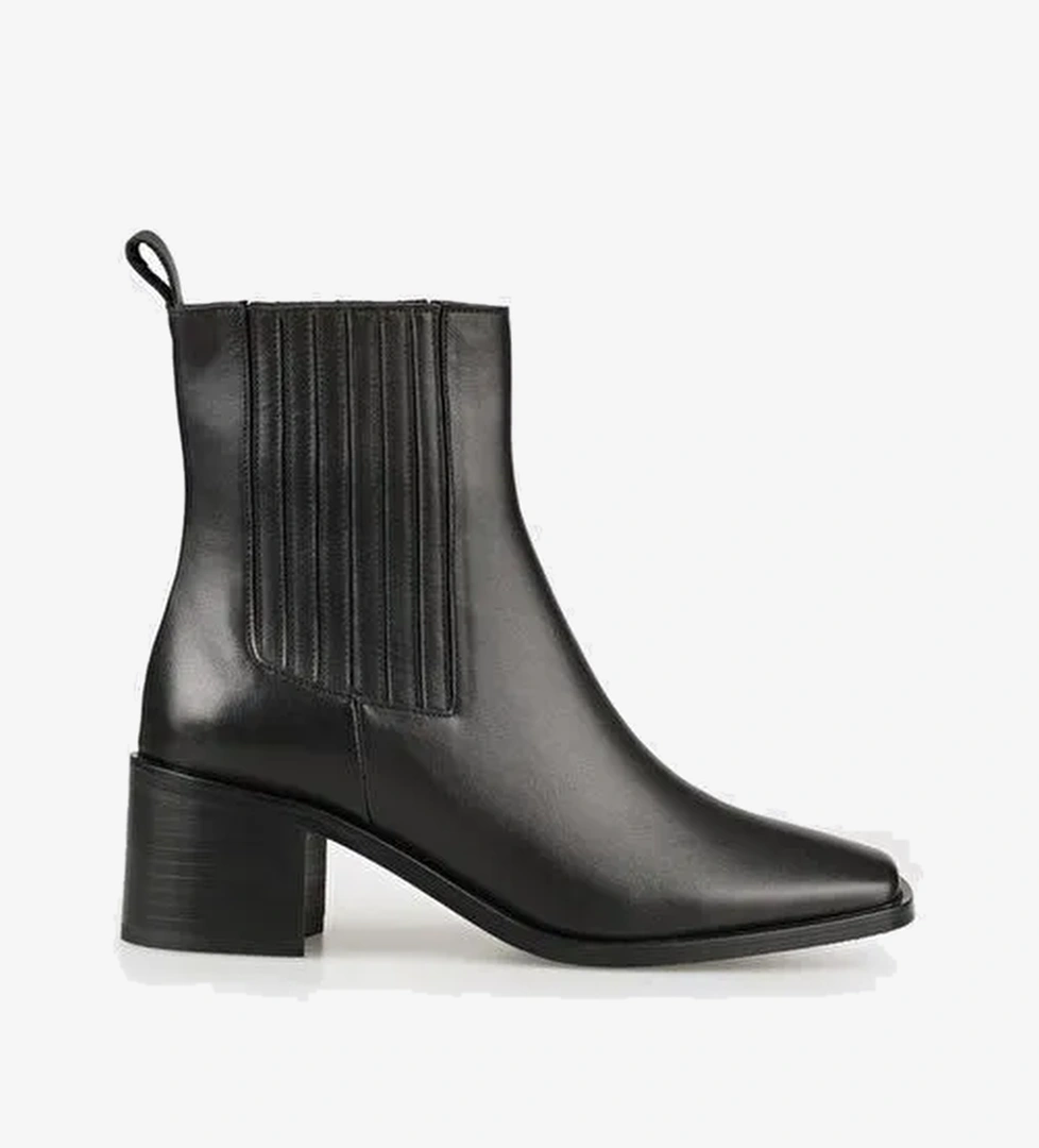 Siyah Deri Kadın Klasik Bot - Görsel 1