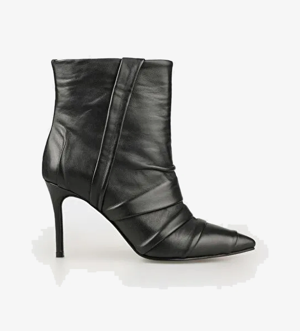 Siyah Deri Kadın Klasik Bot - Görsel 1