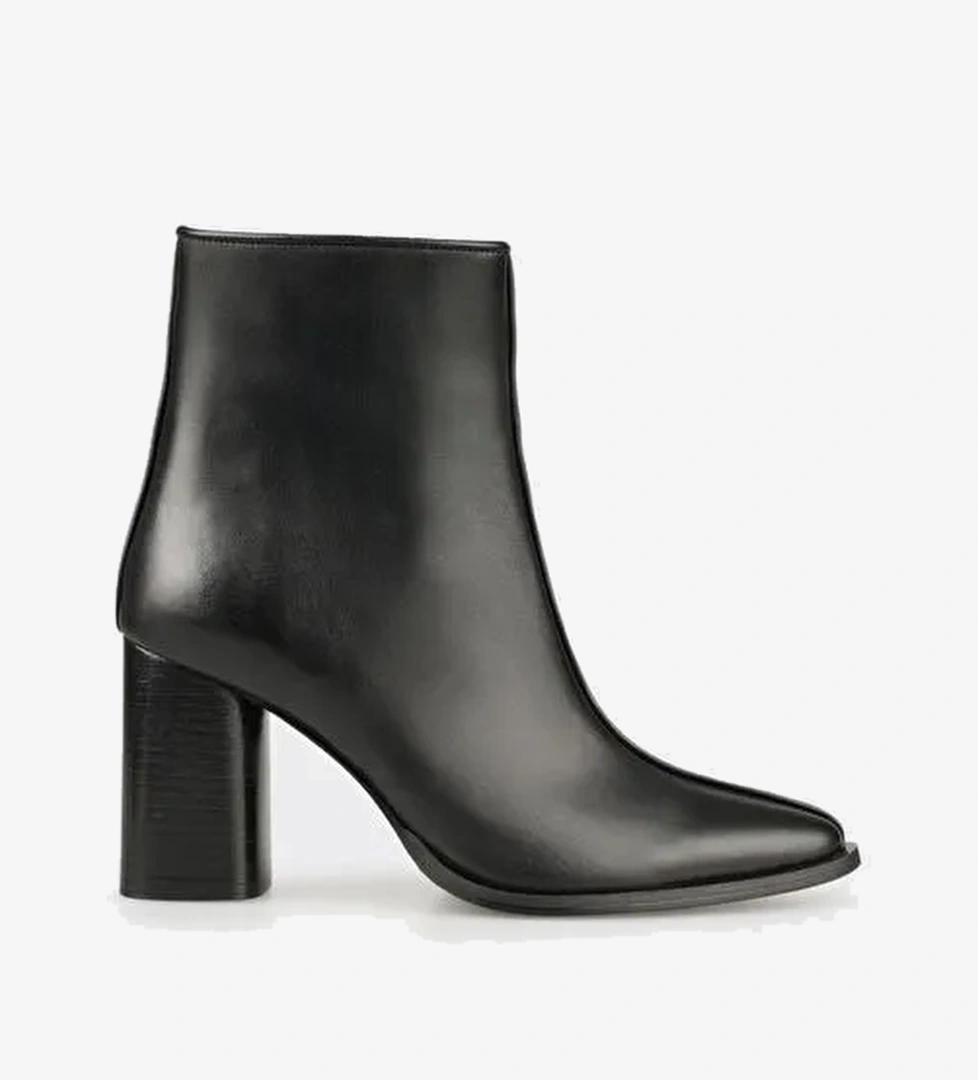 Siyah Deri Kadın Klasik Bot - Görsel 1