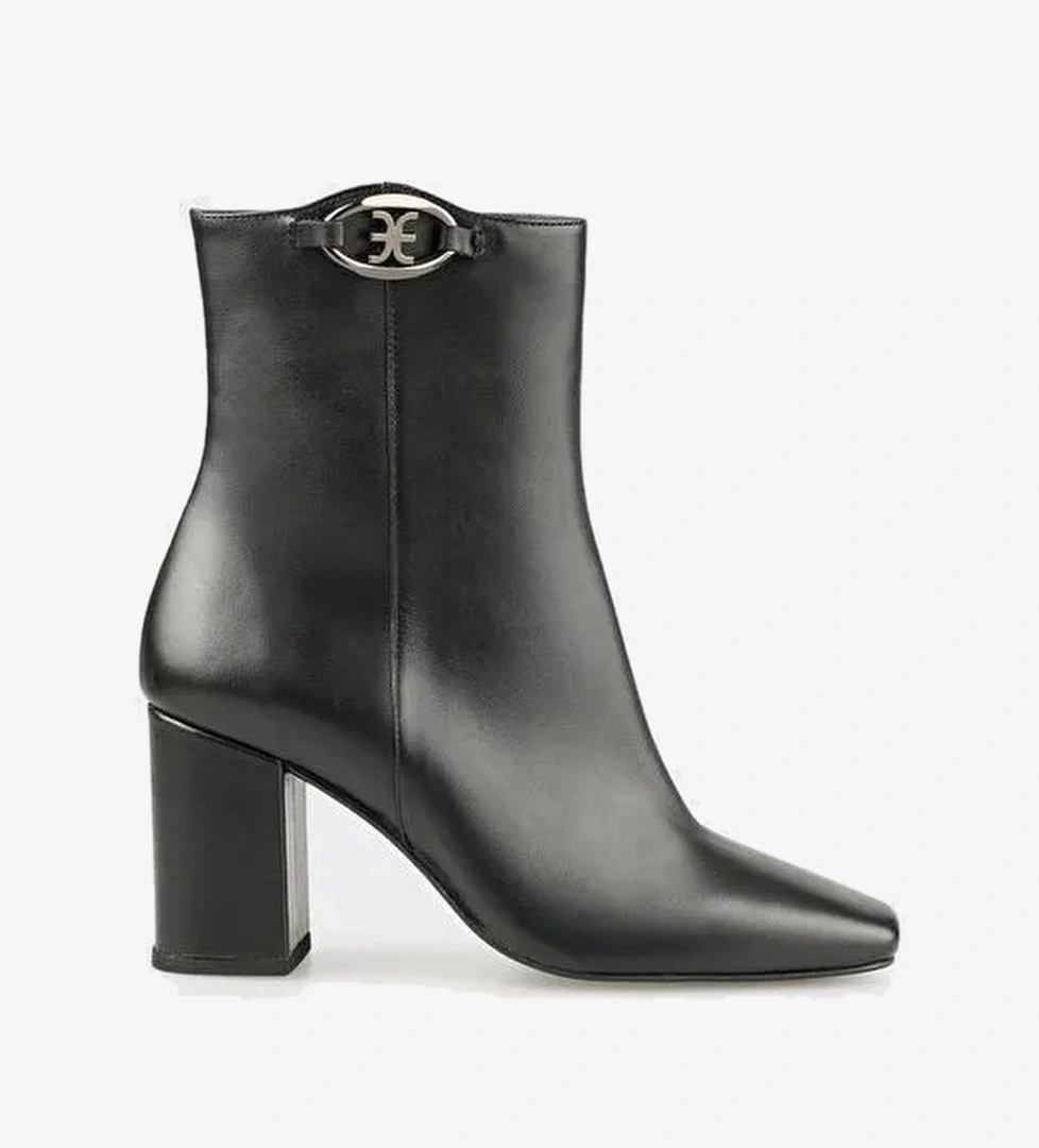 Siyah Deri Kadın Klasik Bot - Görsel 1
