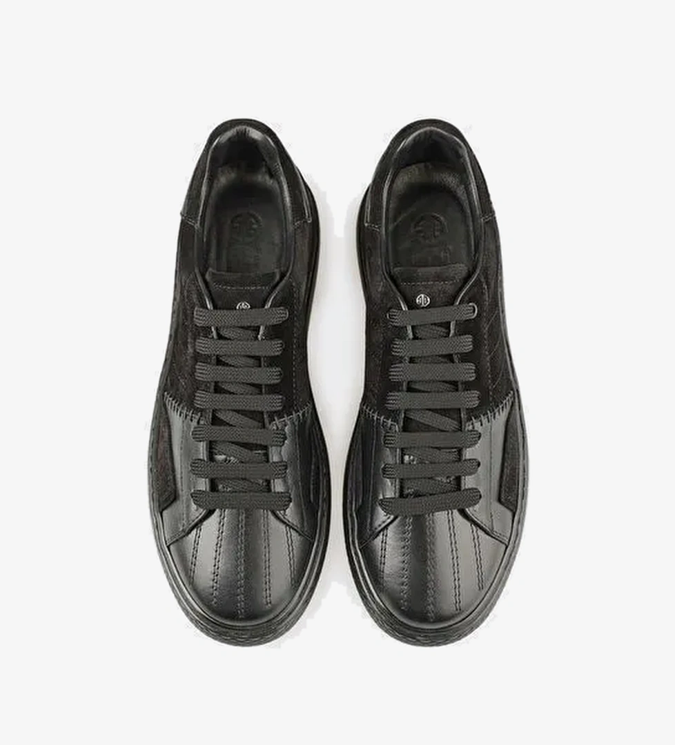 Siyah Deri Erkek Spor Ayakkabı - Görsel 1