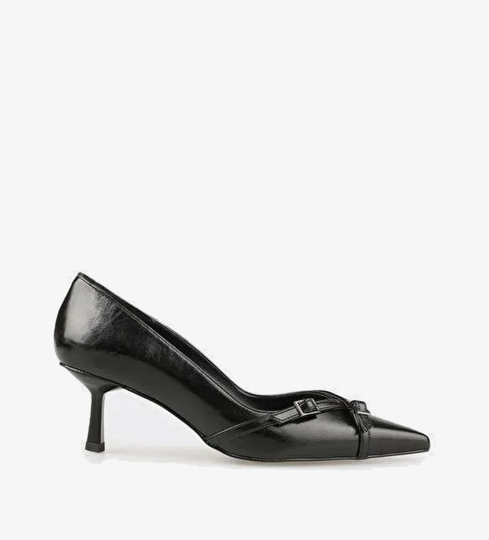 Siyah Kadın Orta Topuk Ayakkabı - Görsel 1