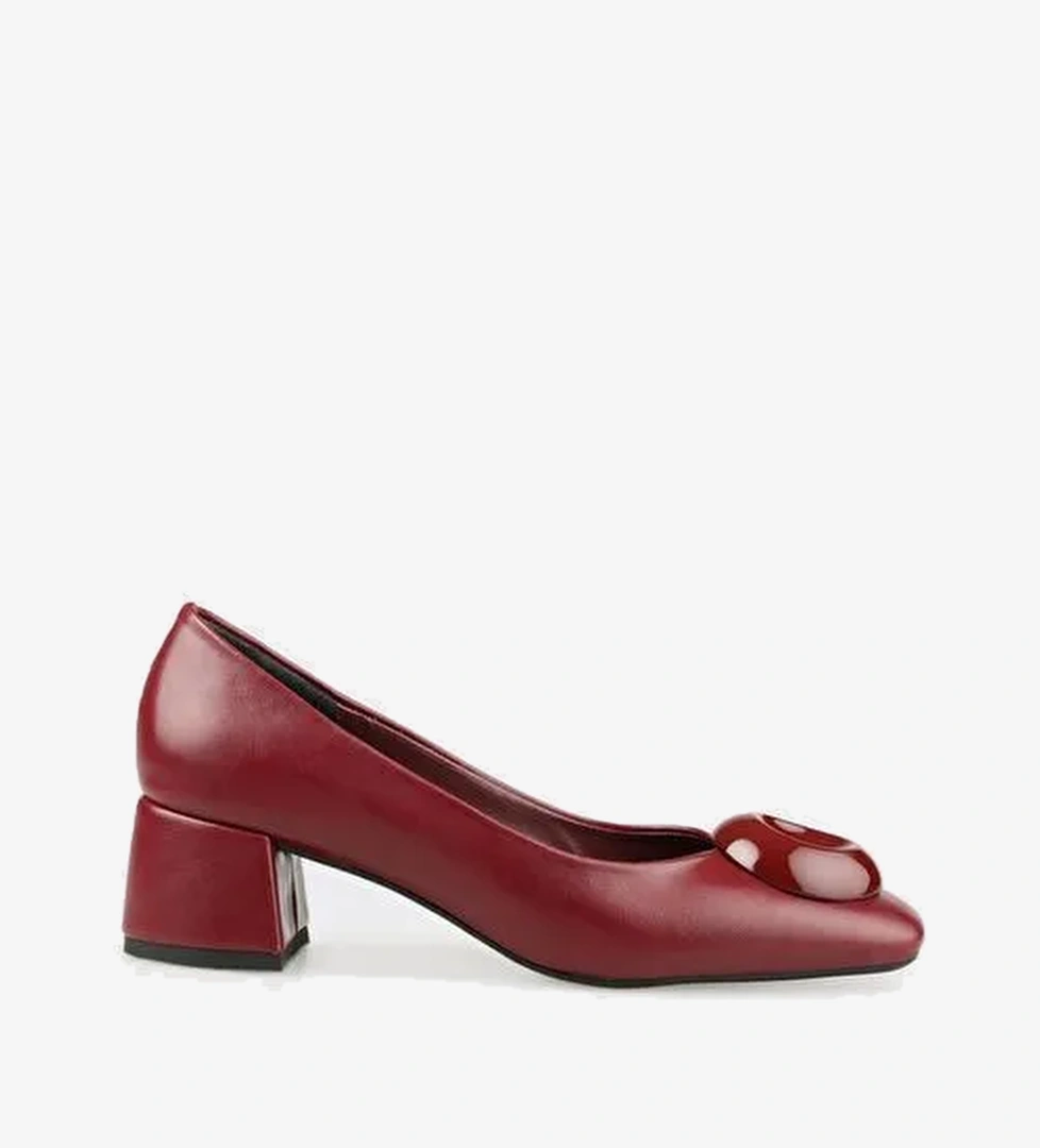 Bordo Kadın Orta Topuk Ayakkabı - Görsel 1