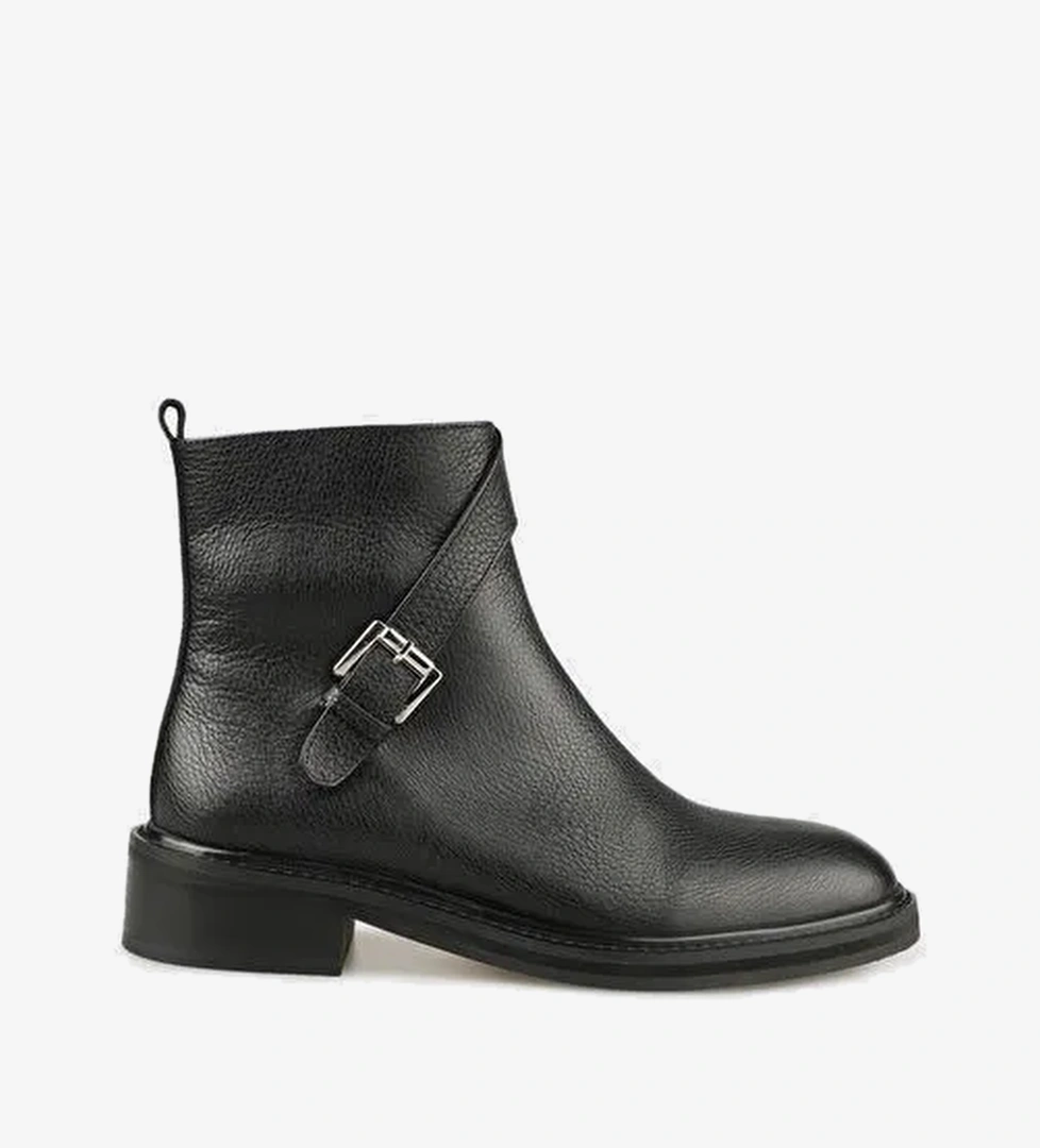 Siyah Deri Kadın Klasik Bot - Görsel 1