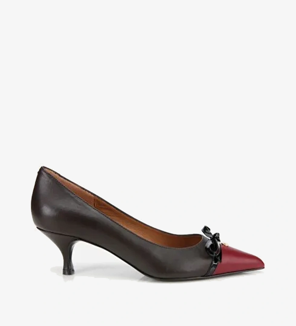 Kadın Deri Bordo Fiyonk Detaylı İnce Topuklu Stiletto 01AYH313670A784 - Görsel 1