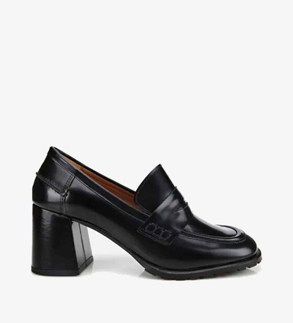 Kadın Açma Deri Siyah Topuklu Klasik Loafer 01AYH312770A100 - Görsel 1