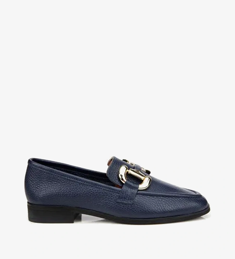 Kadın Deri Lacivert Tokalı Klasik Loafer 01AYH312390A680 - Görsel 1