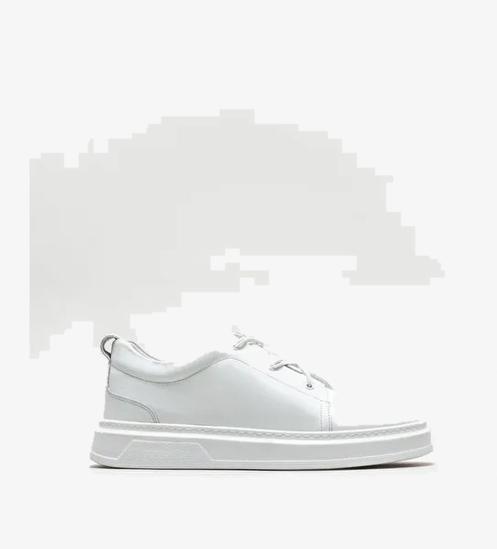 Beyaz Deri Erkek Günlük Ayakkabı - Görsel 1