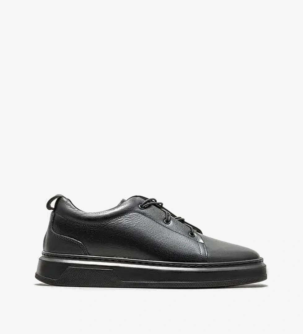 Siyah Deri Erkek Günlük Ayakkabı - Görsel 1