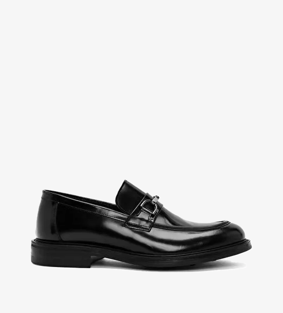 Erkek Siyah Deri Klasik Loafer 25WFD750022 - Görsel 1