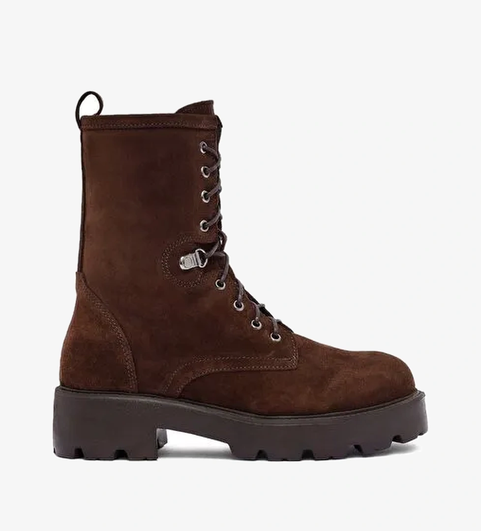 Kadın Kahverengi Fermuarlı Süet Deri Postal Bot 25WFD186210 - Görsel 1