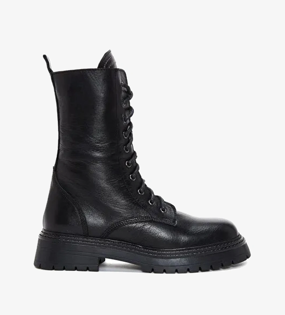 Kadın Siyah Fermuarlı Deri Postal Bot 25WFD182118 - Görsel 1